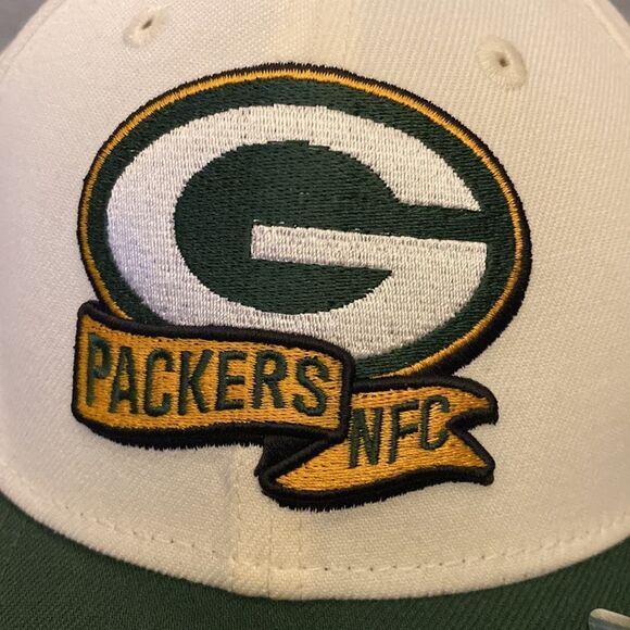 New Era Cream/Green Green Bay Packers Sideline 39THIRTY 2-Tone Flex Hat M/L - Picture 7 of 9